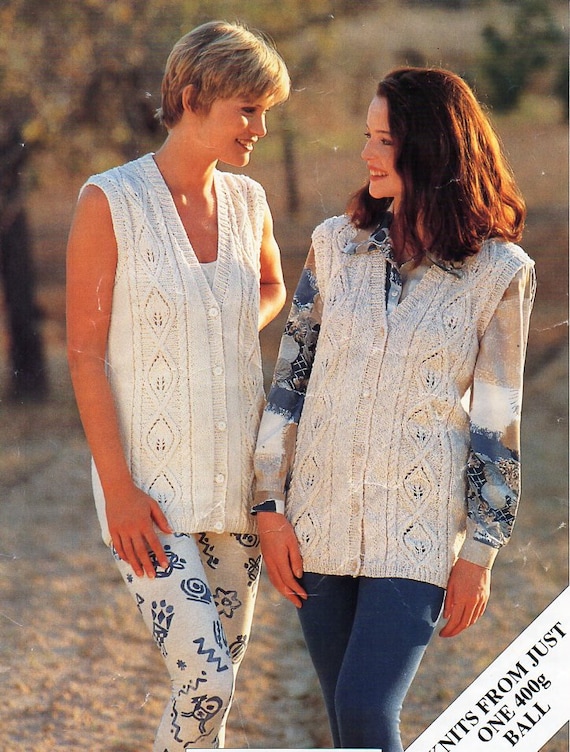 Womens Cable Waistcoat Knitting Pattern 