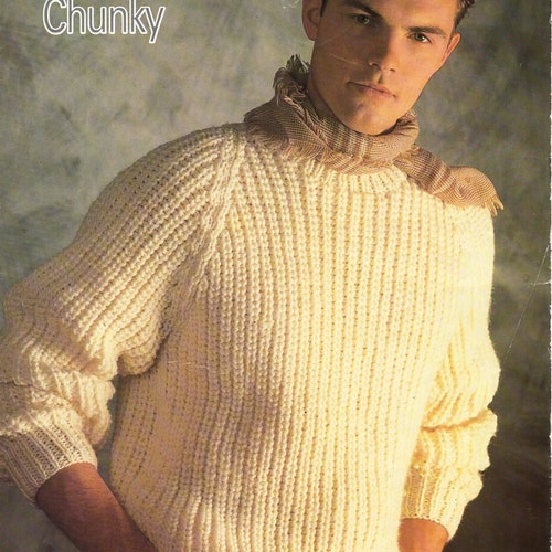 Mens Fishermans Rib Sweater Knitting 
