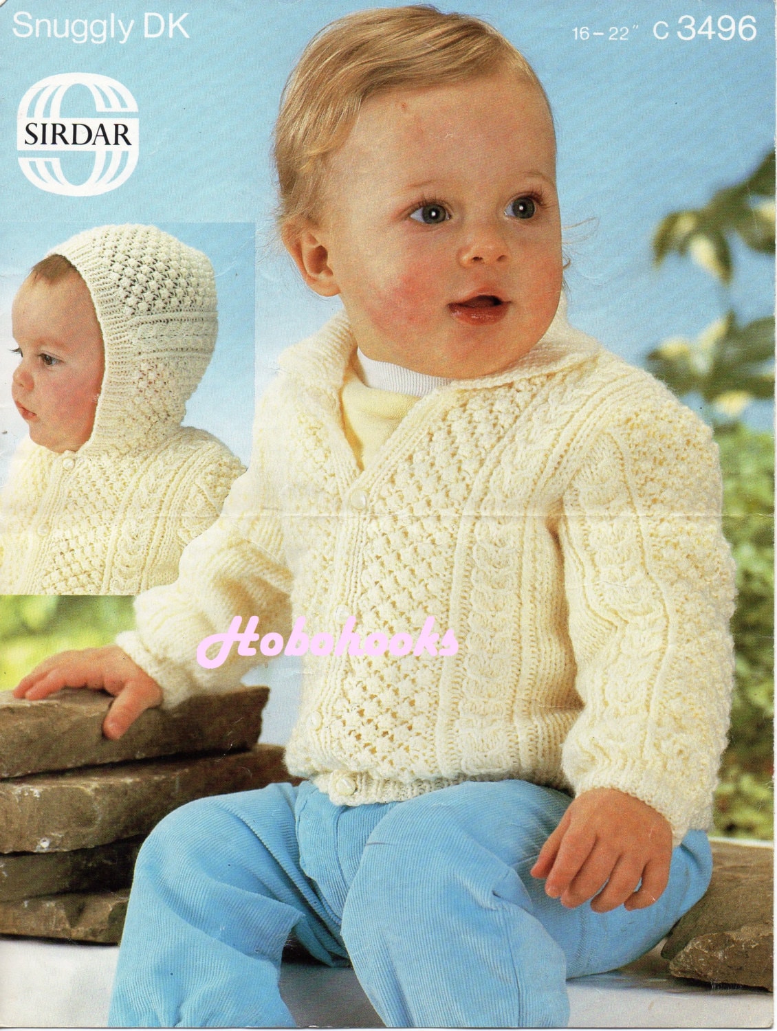 Baby Aran Cardigan Knitting Pattern Pdf Cable Jacket With Collar