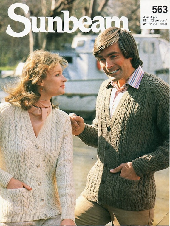 4ply Knitting Pattern Cardigan Jumper Men Ladies Size 34//44/"