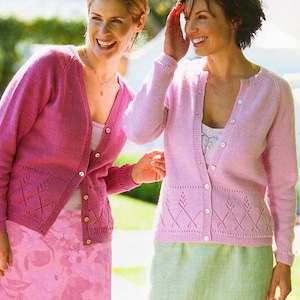 womens cardigan knitting pattern pdf ladies lacy border jacket 32-42" 4ply fingering pdf instant download