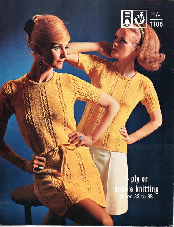 Vintage Womens Dress Knitting Pattern Pdf Ladies Short Sleeve Etsy