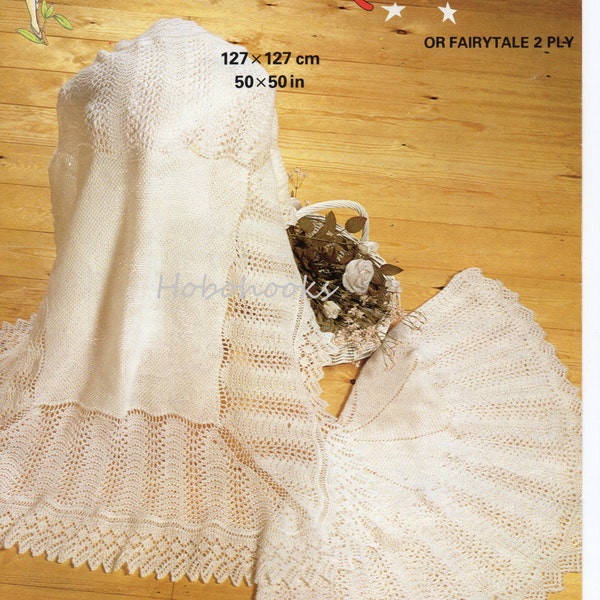 Baby Knitting Pattern Baby Shawls Square Shawl Circular Shawl Christening Shawl 2 ply & 3 ply Baby Knitting Patterns PDF instant download
