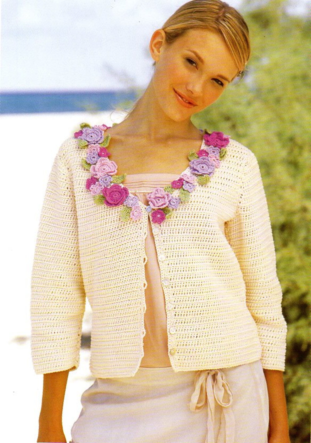 Womens Crochet Cardigan CROCHET PATTERN Pdf Ladies Crochet Flower