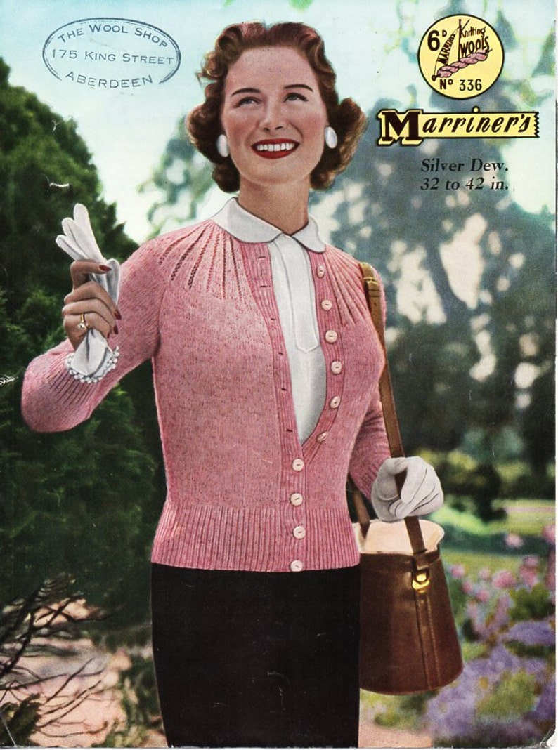 Vintage Womens 4ply Cardigan Knitting Pattern PDF Womens Round - Etsy UK