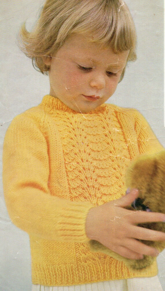 Vintage baby sweater knitting pattern pdf childrens feather Etsy