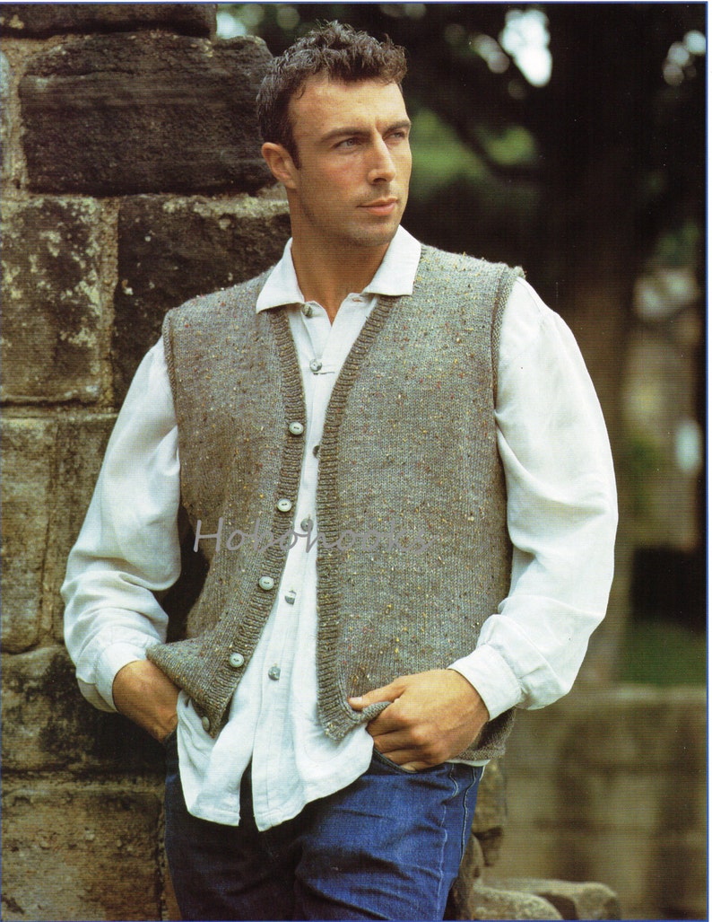 Mens Knitting Pattern mens waistcoat mens sleeveless cardigan 36 Mens Knitting Pattern mens waistcoat mens sleeveless cardigan 36