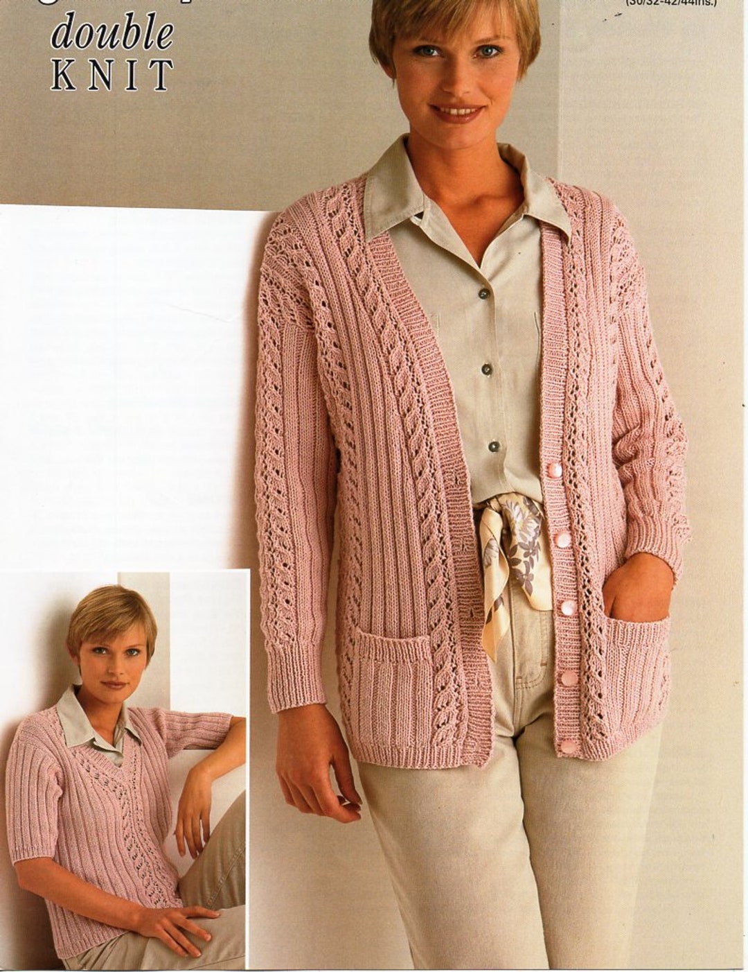 Womens Cardigan Sweater Knitting Pattern Pdf Ladies Rib Lace Jacket ...