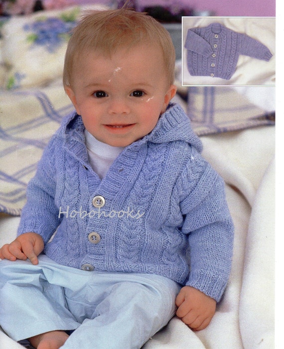 Baby Knitting Pattern Childs Knitting Pattern Cardigan Hood or