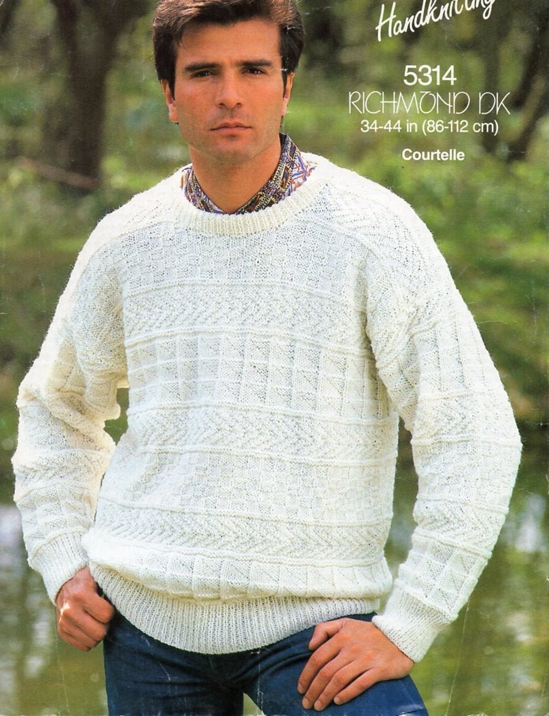 Mens Sweater Knitting Pattern Pdf Mens Jumper Pullover Round Neck 34 44