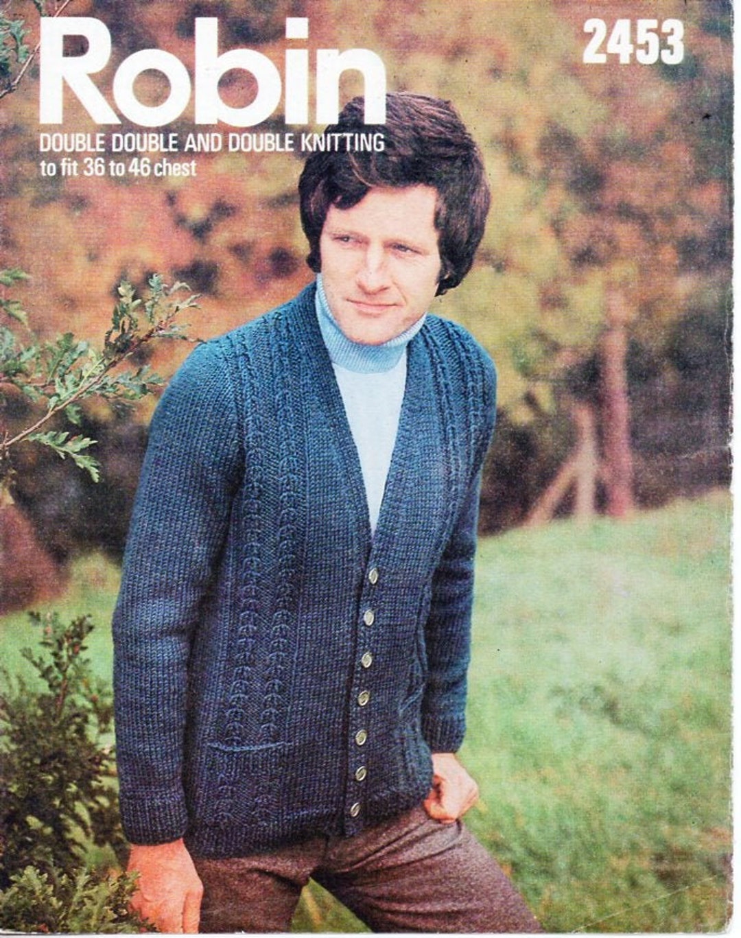 Vintage Mens Cardigan Knitting Pattern Pdf Mens Cable Jacket DK or Chunky 3646 DK 8ply / Chunky