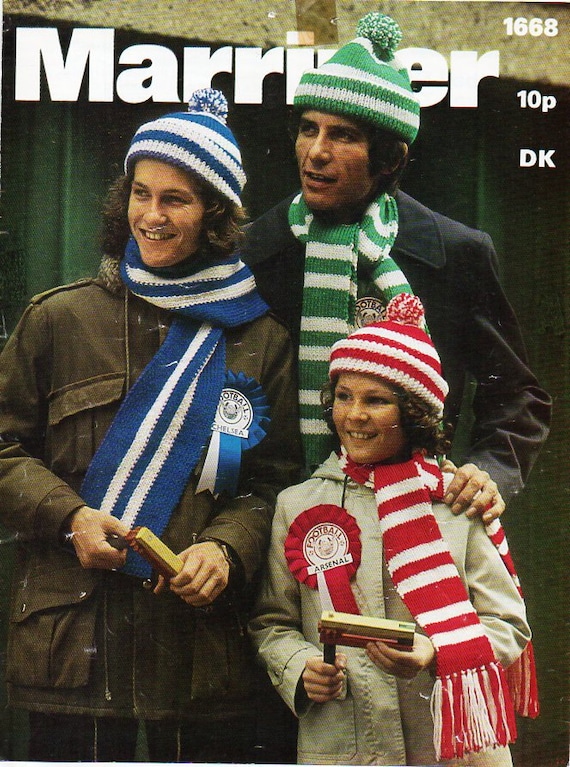 Vintage Football Hat and Scarf Knitting Pattern Pdf Adult