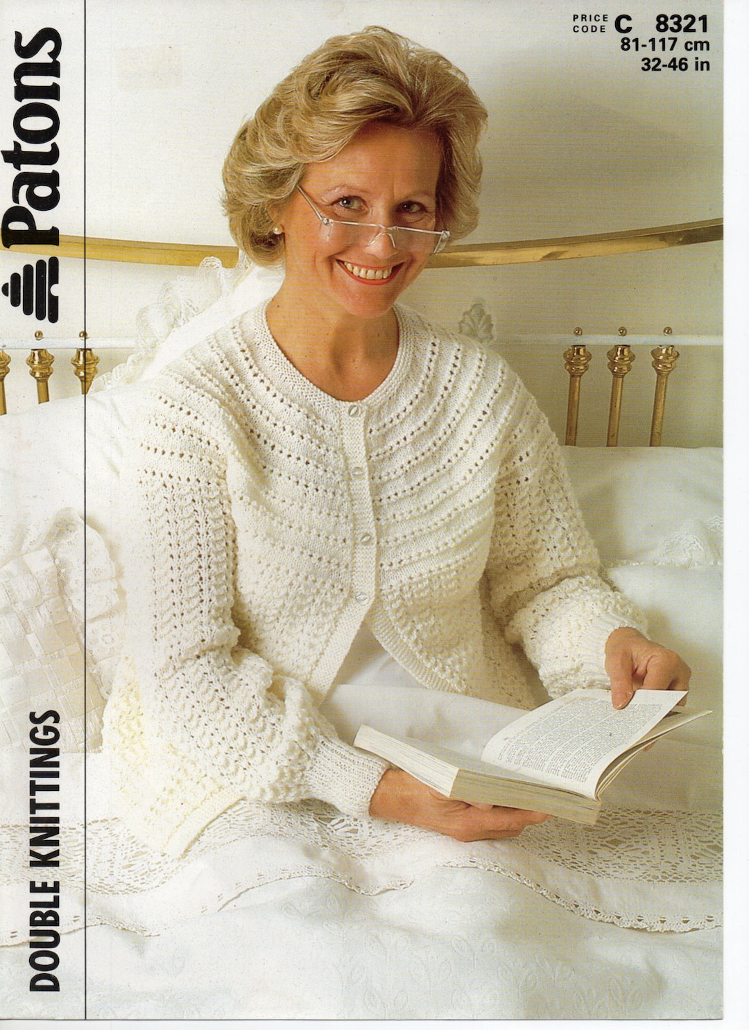 Womens Bedjacket Knitting Pattern Ladies Bed Jacket Lacy Bed Jacket 3246 Inch DK Womens
