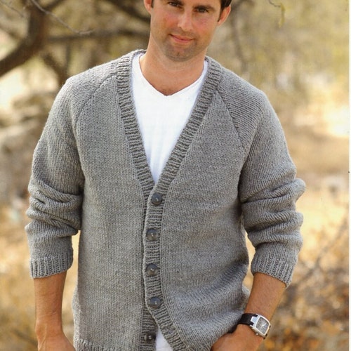 Mens Easy Knit Cardigan Knitting 