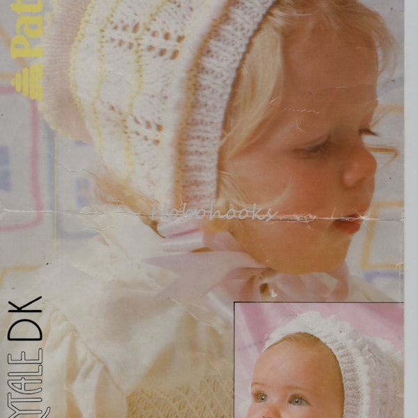 Baby Knitting Pattern Baby Bonnets Baby hats Childs Hats- newborn to 10 years - DK - Baby Knitting Patterns - PDF instant download