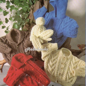 Baby toddler childrens aran cardigan knitting pattern pdf download  aran jackets hat & mittens aran sets hoody 18-28&quot; ARAN  instant download