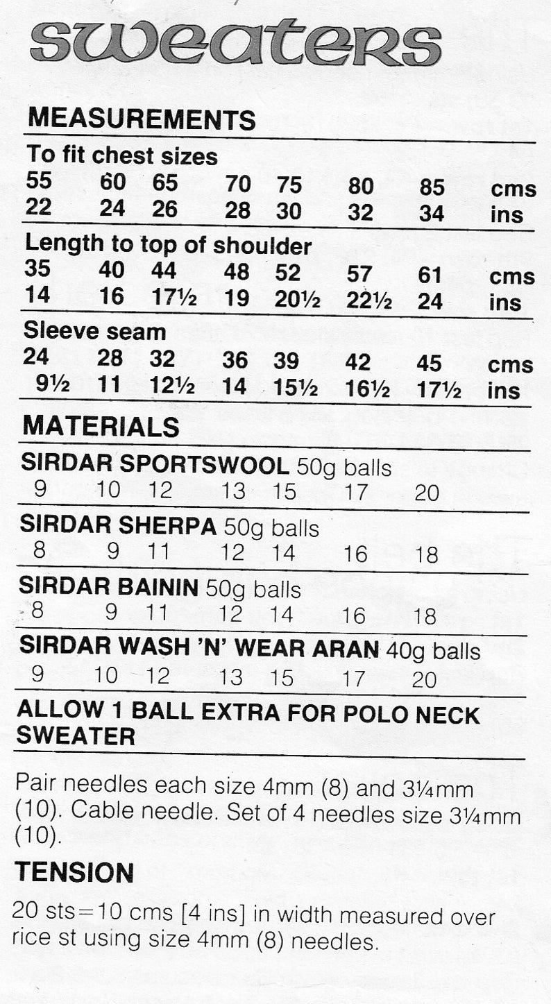 Vintage Childrens Aran Sweater Hat Mitts Knitting Pattern Pdf Cable ...