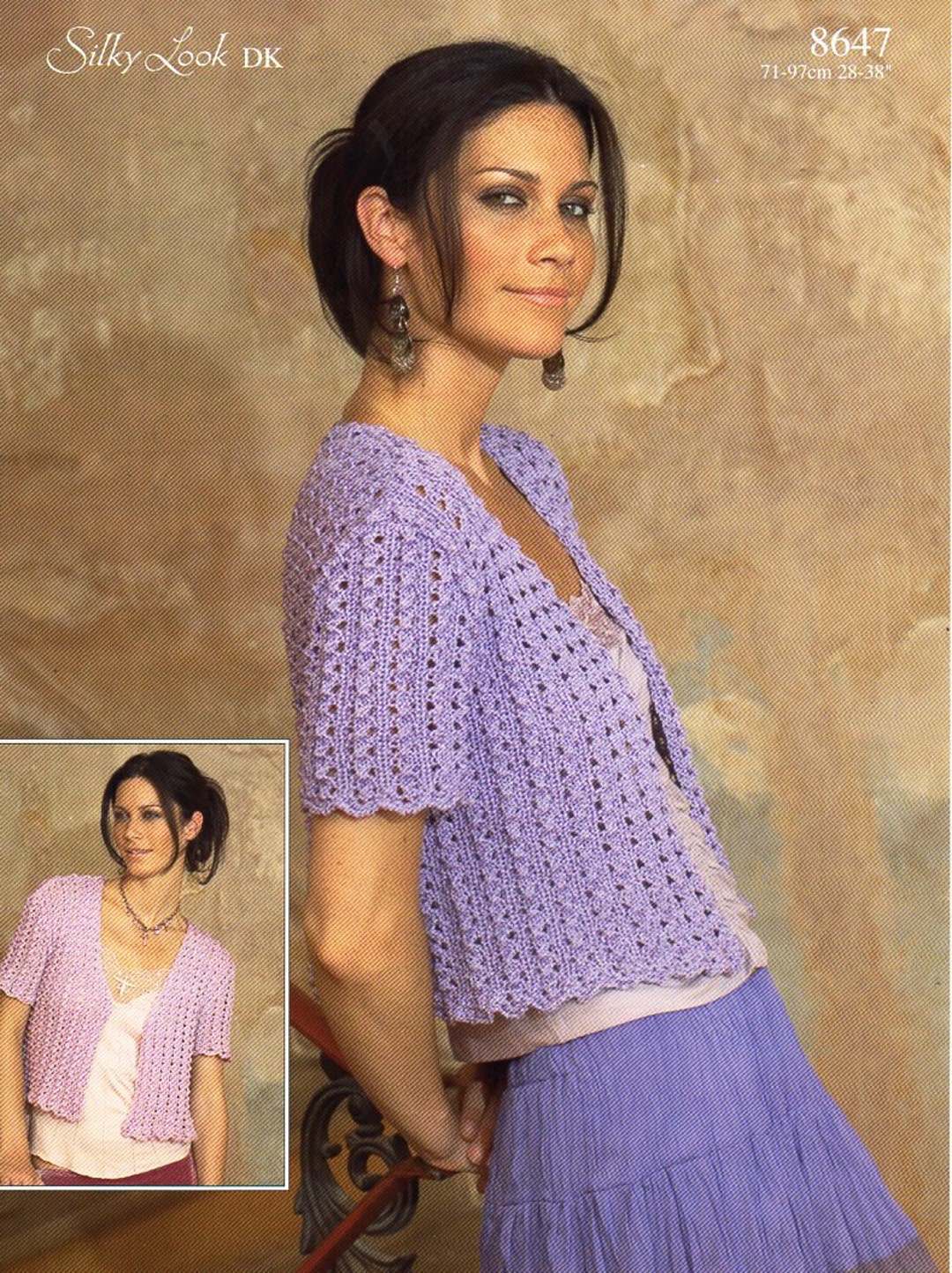 Womens Lacy Short Sleeve Cardigan Knitting Pattern PDF DK Ladies