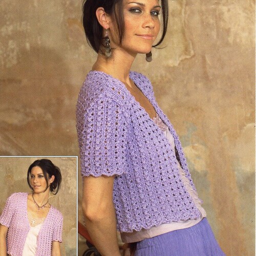 Womens Bolero Shrug Knitting Pattern PDF Ladies Shrugs Lacy - Etsy