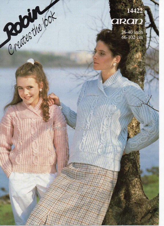 Womens Aran Sweater Knitting Pattern Pdf Ladies Cable Jumper Shawl