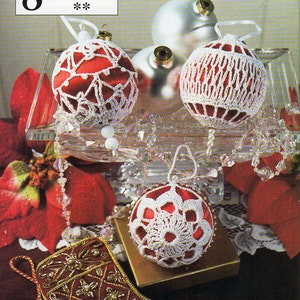 3 crochet Christmas tree decorations crochet pattern pdf 3 Xmas baubles tree balls ornaments thread crochet cotton 3 inch Instant Download