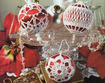 3 crochet Christmas tree decorations crochet pattern pdf 3 Xmas baubles tree balls ornaments thread crochet cotton 3 inch Instant Download