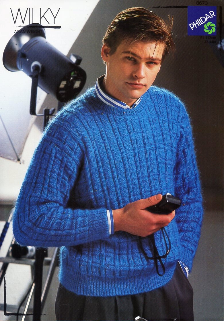 Mens Sweater Knitting Pattern Pdf Mens Round Neck Jumper Etsy UK