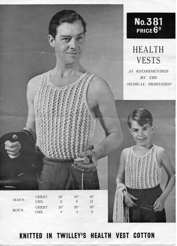 Vintage Mens Vest Boys Vest Knitting Pattern Pdf String Vest | Etsy New  Zealand