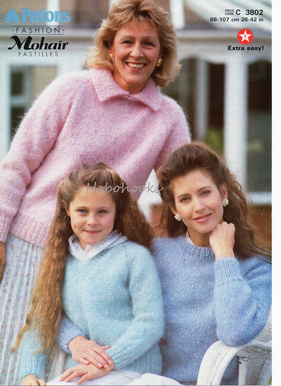 Womens Mohair Sweater Knitting Pattern Pdf Ladies Mohair Jumper V