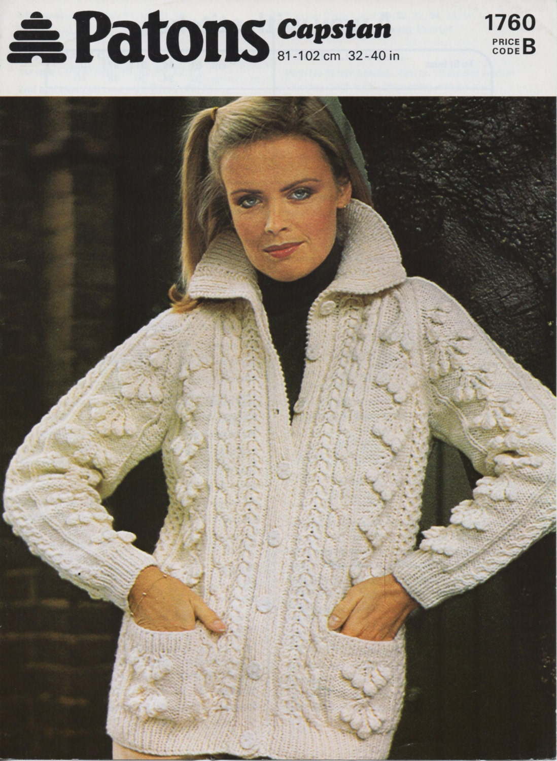 Vintage Womens Aran Jacket Knitting 