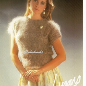 Ladies Knitting Pattern Ladies Mohair Short Sleeve Sweater Mohair Top 28-38 inch 10 Ply Mohair Womens Knitting Pattern PDF Instant Download