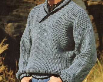 Mens Fisherman Rib Sweater Knitting 