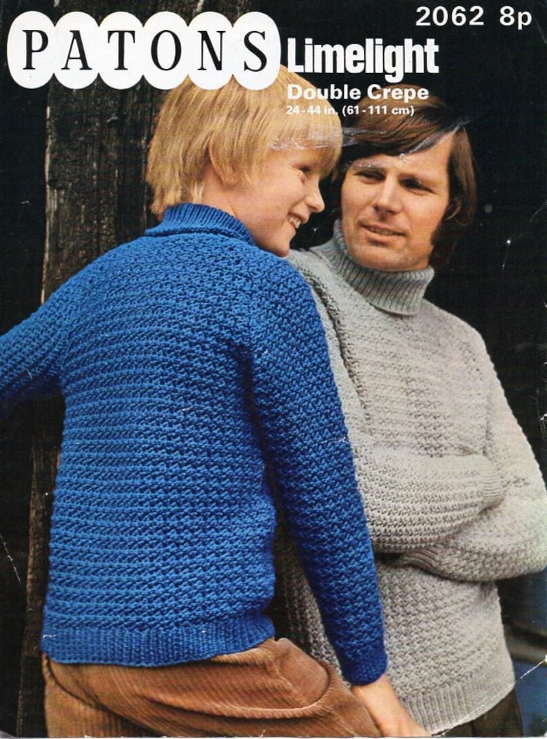 Vintage Mens Polo Neck Sweater Knitting Pattern Pdf Mens Boys Etsy