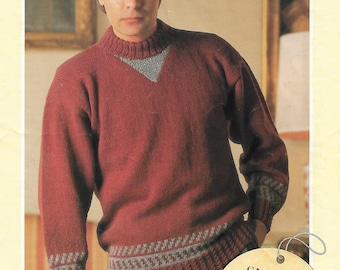Mens Sweater Knitting Pattern Pdf Mens 