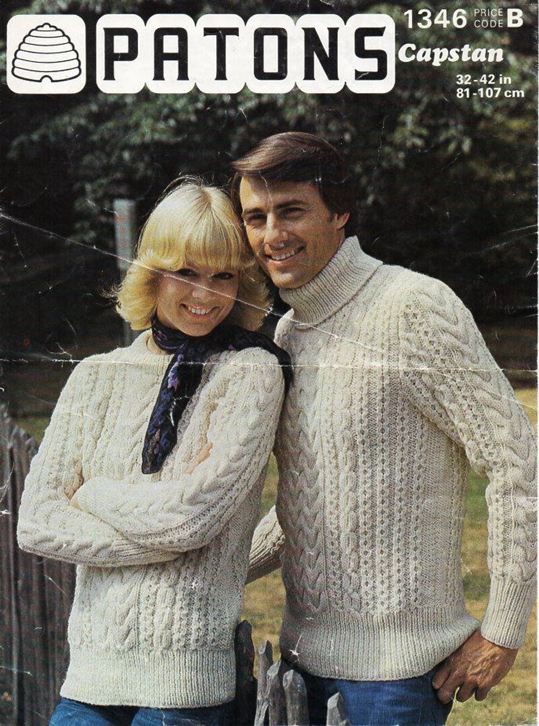 Vintage Womens Mens Aran Sweater Knitting Pattern Pdf Ladies