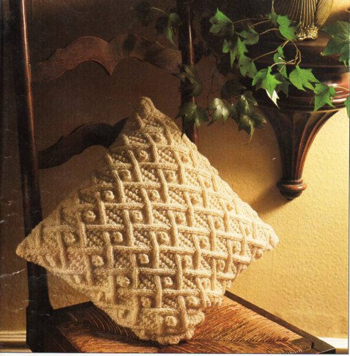 Aran Cushion Knitting Pattern Pdf Trellis Cable Cushion Cover Etsy UK