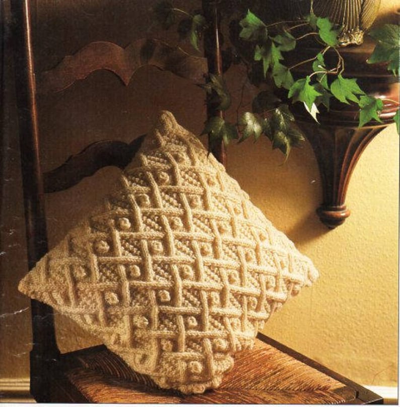 Aran Cushion Knitting Pattern Pdf Trellis Cable Cushion Cover Etsy UK