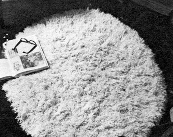 Rug CROCHET PATTERN pdf circular or semi circle crochet tufted rug Vintage 1970s 48 inch aran worsted 10ply pdf Instant download