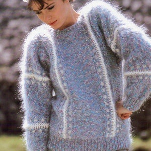 Mohair Sweater Knitting Pattern: Ladies Chunky Jumper (30-40 inch) (PDF Pattern)