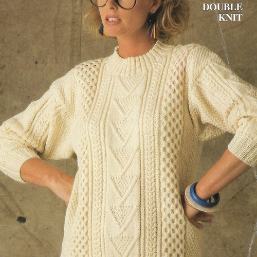 Womens Sweater Knitting Pattern PDF Ladies Lacy Patchwork - Etsy