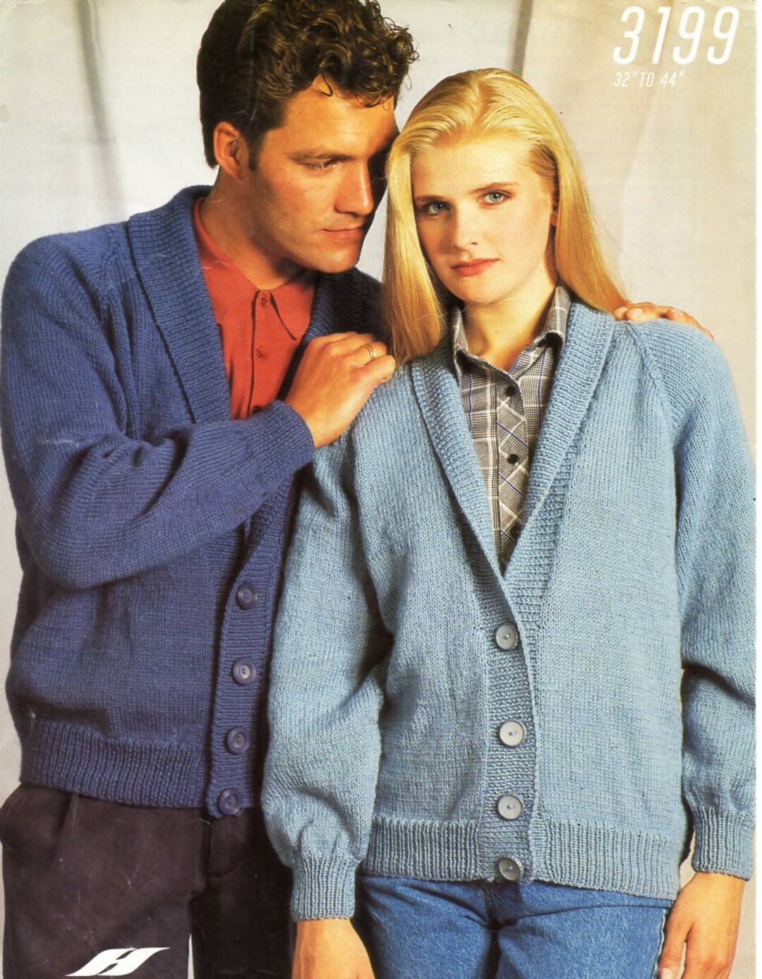 Vintage Shawl Collar Cardigan Knitting Pattern, Womens Mens 32-44