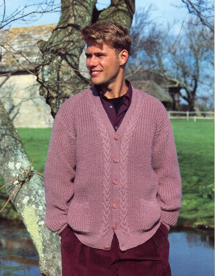 Mens Fishermans Rib Cable Cardigan Knitting Pattern Pdf Mens V - Etsy UK