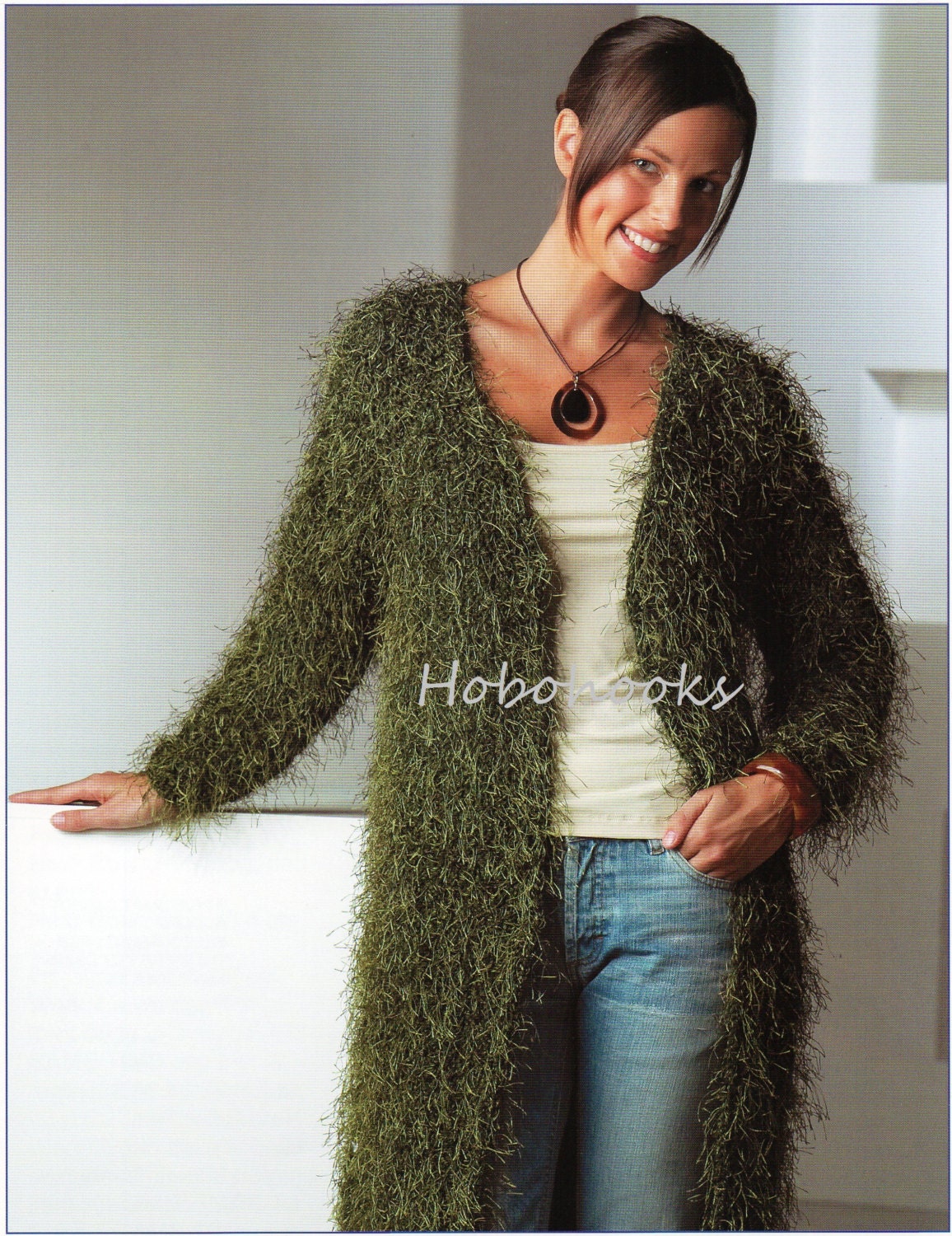 Womens chunky mohair coat knitting pattern pdf long length