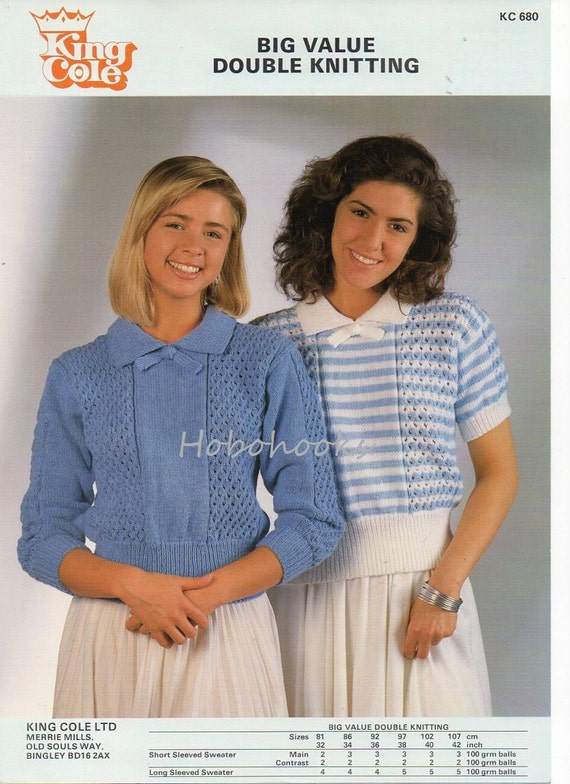 Womens Sweater Knitting Pattern Pdf Ladies Jumper Collar Bow  