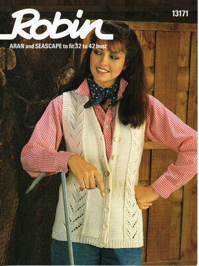 Vintage womens waistcoat knitting pattern pdf ladies long line Etsy