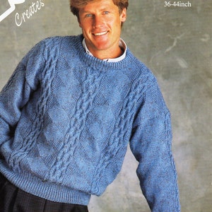 Vintage Mens Cable Sweater Knitting Pattern Pdf Mans Cable - Etsy