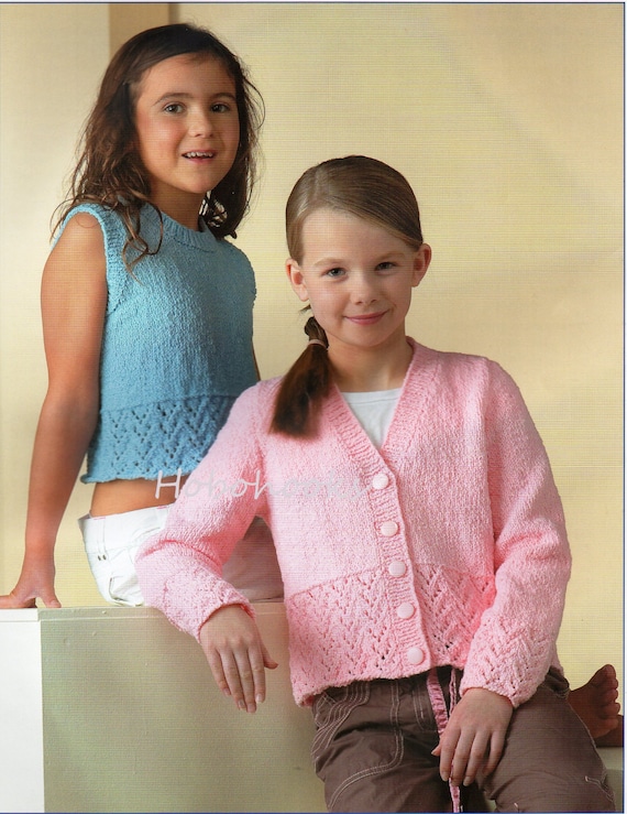 Girls Cardigan Top Knitting Pattern Pdf Children's Crop | Etsy UK