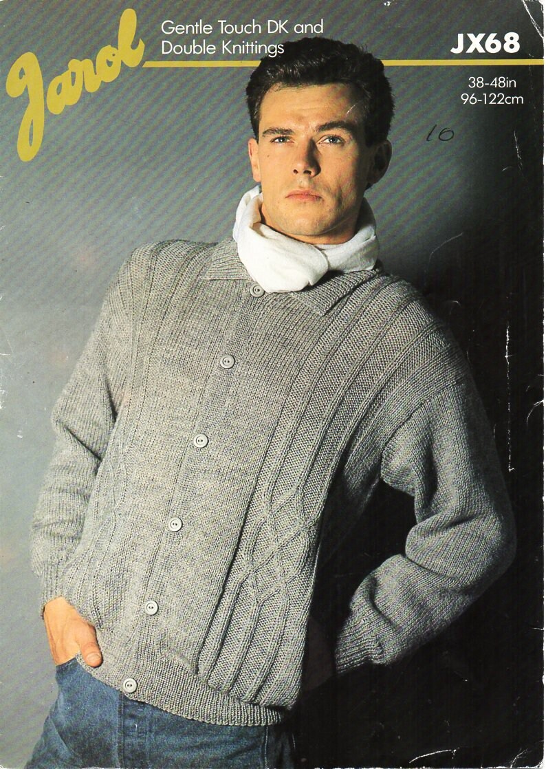 Mens Cardigan With Collar Knitting Pattern Pdf Mens Collared Etsy