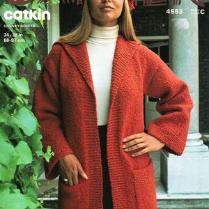 1970s Boucle Cardigan & Hat Knitting Pattern (34-38") (PDF Download)