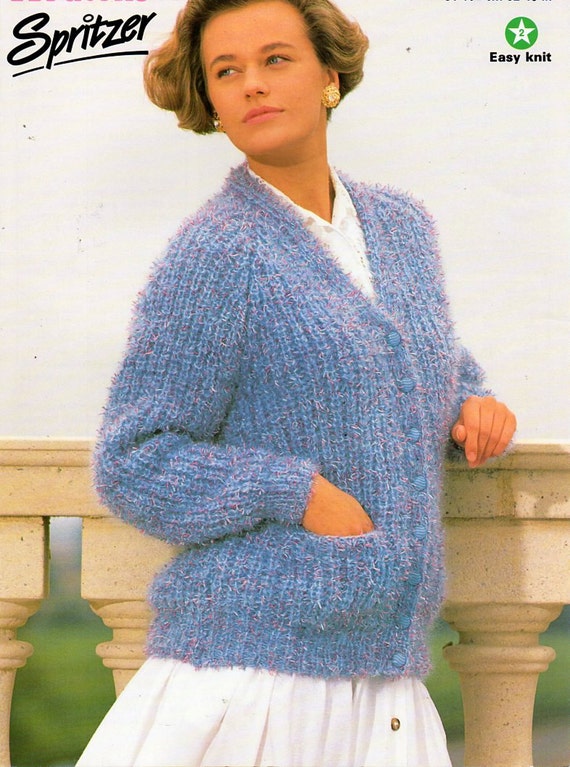 Ladies Chunky Fishermans Rib Cardigan Knitting Pattern Pdf Bukly Womens Ribbed V Neck Jacket 32 40 Chunky Bulky 12ply Instant Download